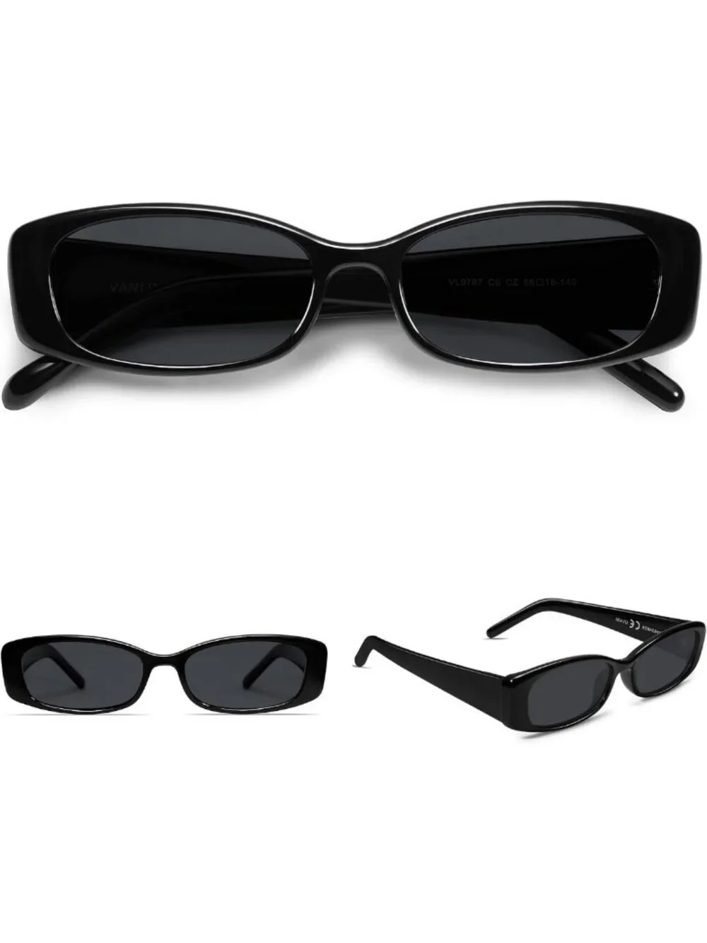 Trendy Polarized Rectangle Sunglasses for Women & Men - Retro 90s Shades